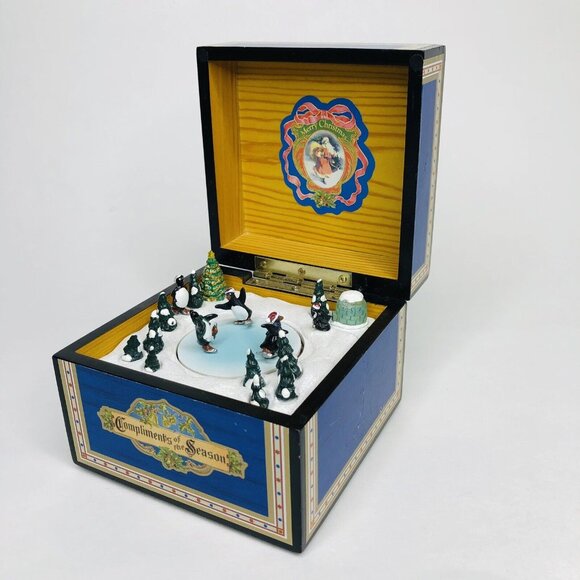 Mr. Christmas Vintage Light Up Motion Music Box Penguin Skating Igloo Tree Gift - Picture 2 of 10